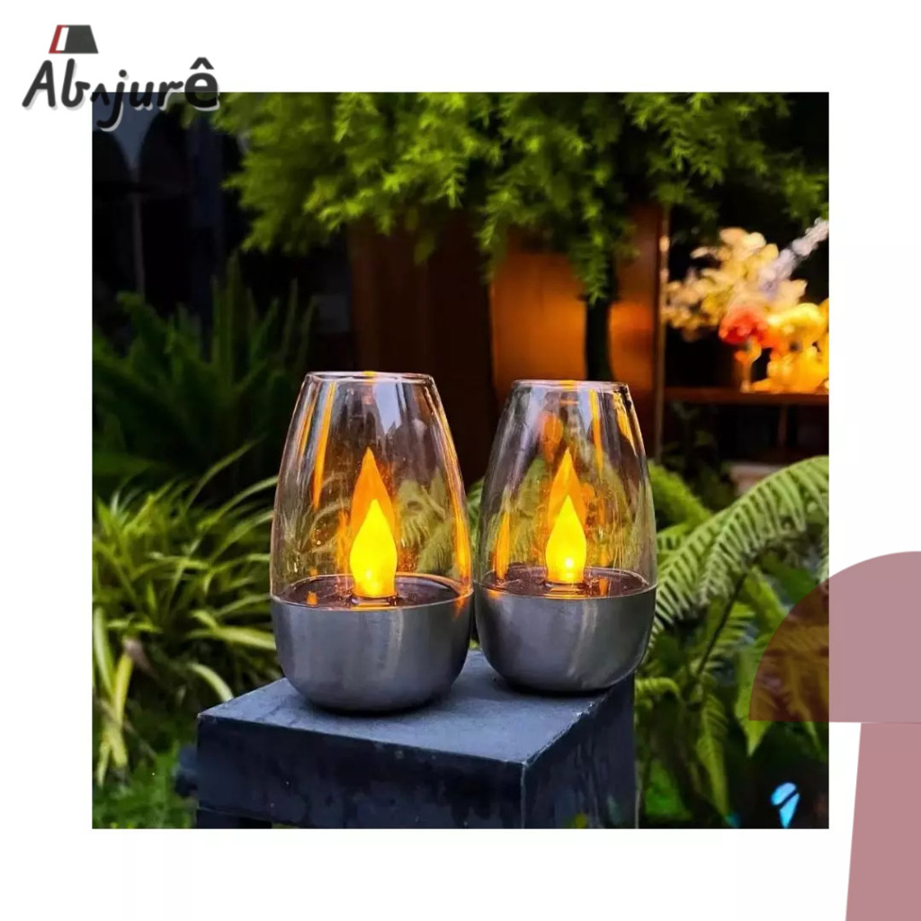 Luminária Vela Decorativa Solar Ideal para Jardim Mesa e Eventos