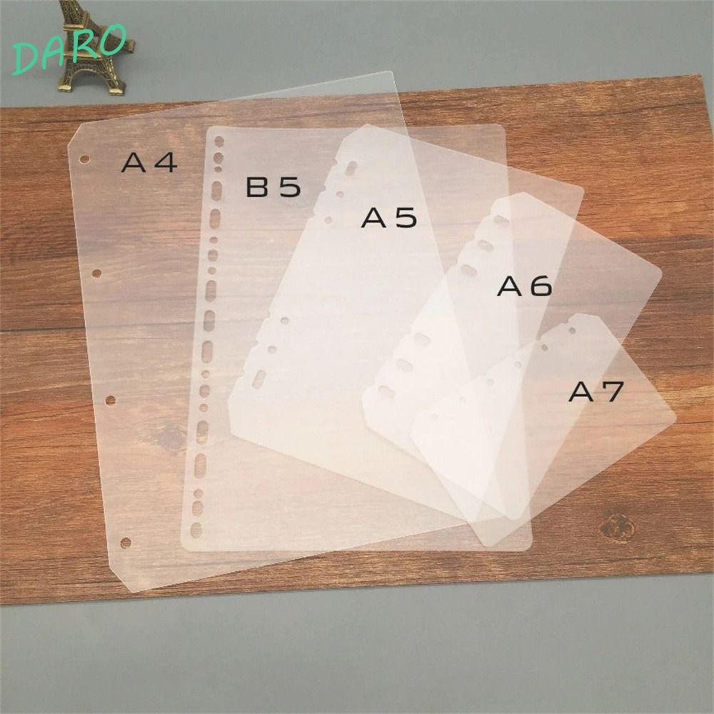 Dara Notebook Divisor Fosco 2 Pcs Placa Página A5 A6 A7 B5 A4 Separador De Planejador De Agenda Transparente