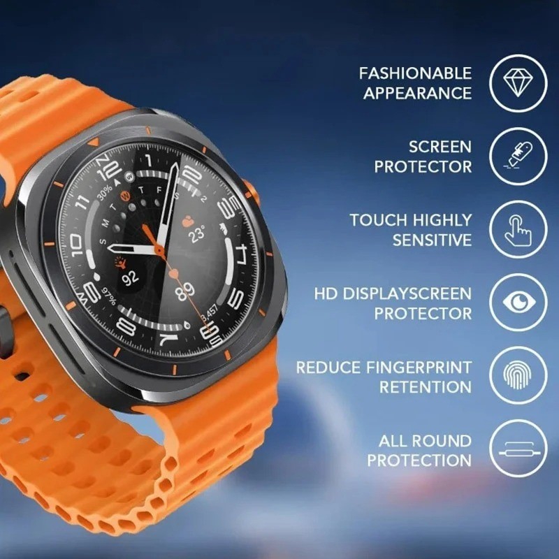 Kit 6 Película De Vidro Temperado 3D Para Relógio Smartwatch Samsung Galaxy Watch 9 8 40mm 44mm Classic 46mm Ultra