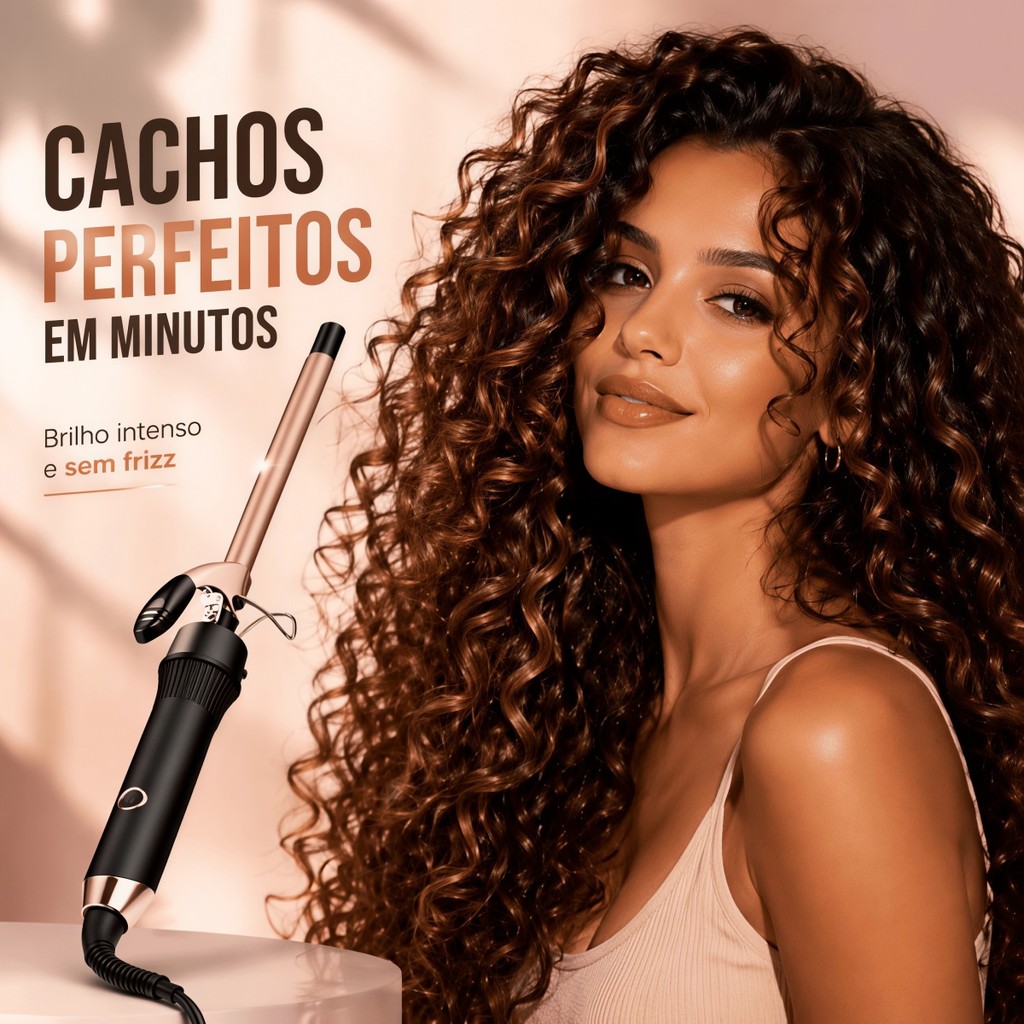Ferro de Cachos 9mm Bivolt Aquecimento Rápido, Modelador Compacto para Cachos Duradouros