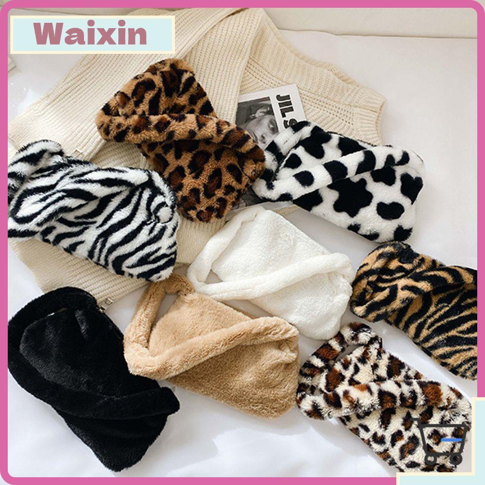WAIXINN Bolsa De Pelúcia Nas Axilas Feminina Meninas Moda Estampa De Leopardo