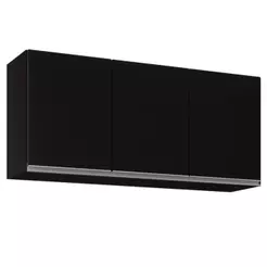 Armário Aéreo de Cozinha 120cm 3 Portas Virgínia Preto - Lumil