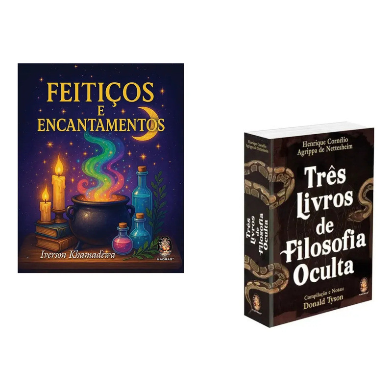 Kit Magia Completo Madras: Livro De Feitiços E Encantamentos + Três Livros De Filosofia Oculta