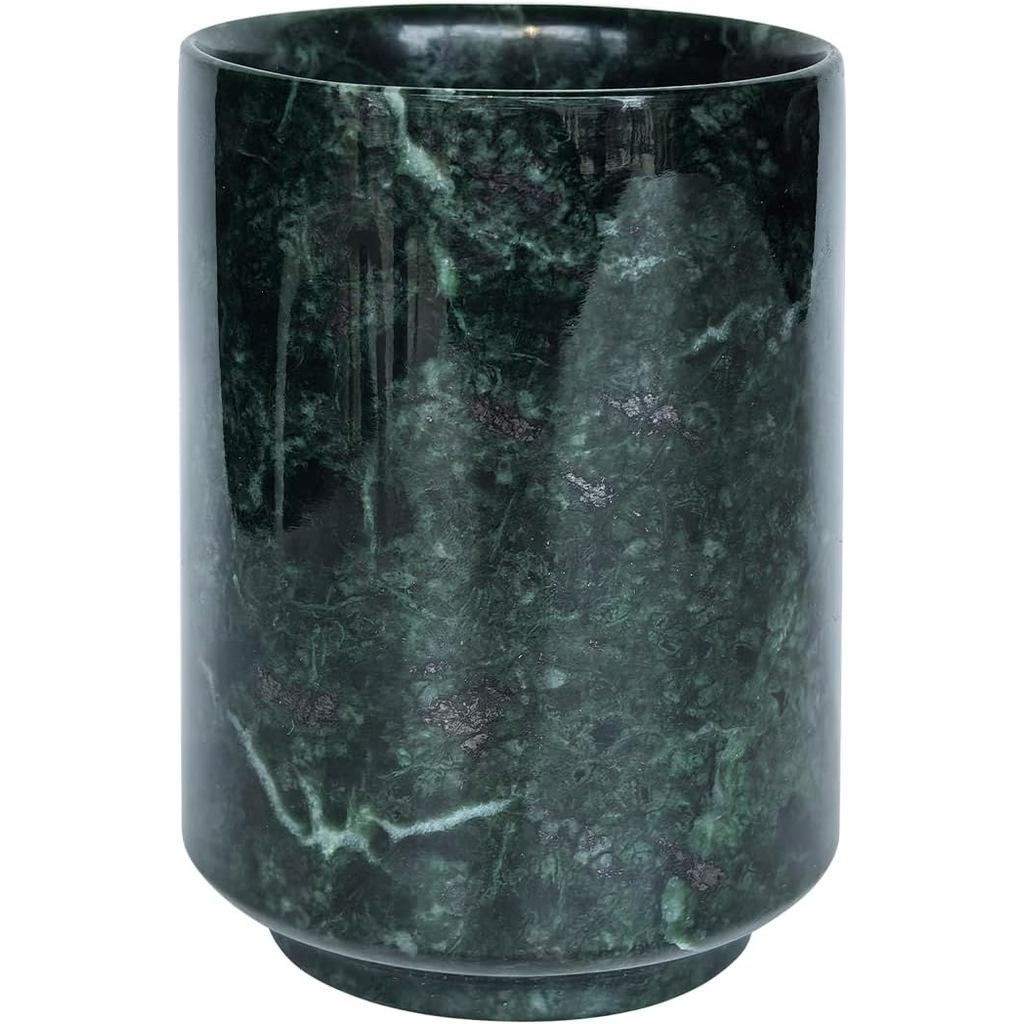 Copo de Mármore Verde Feito à Mão |   Organizador Multiuso para Canetas, Pincéis de Maquiagem, Escova de Dentes |   Deco