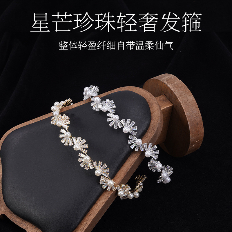 Tiara de Flores, Acessório de Cabelo, Coroa de Noiva, Zircônia, Estilo Coreano, Véu de Noiva, Acessório de Cabeça com Pé