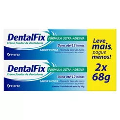 Creme Fixador de Dentaduras DentalFix Sabor Menta 2 Unidades 68g Cada