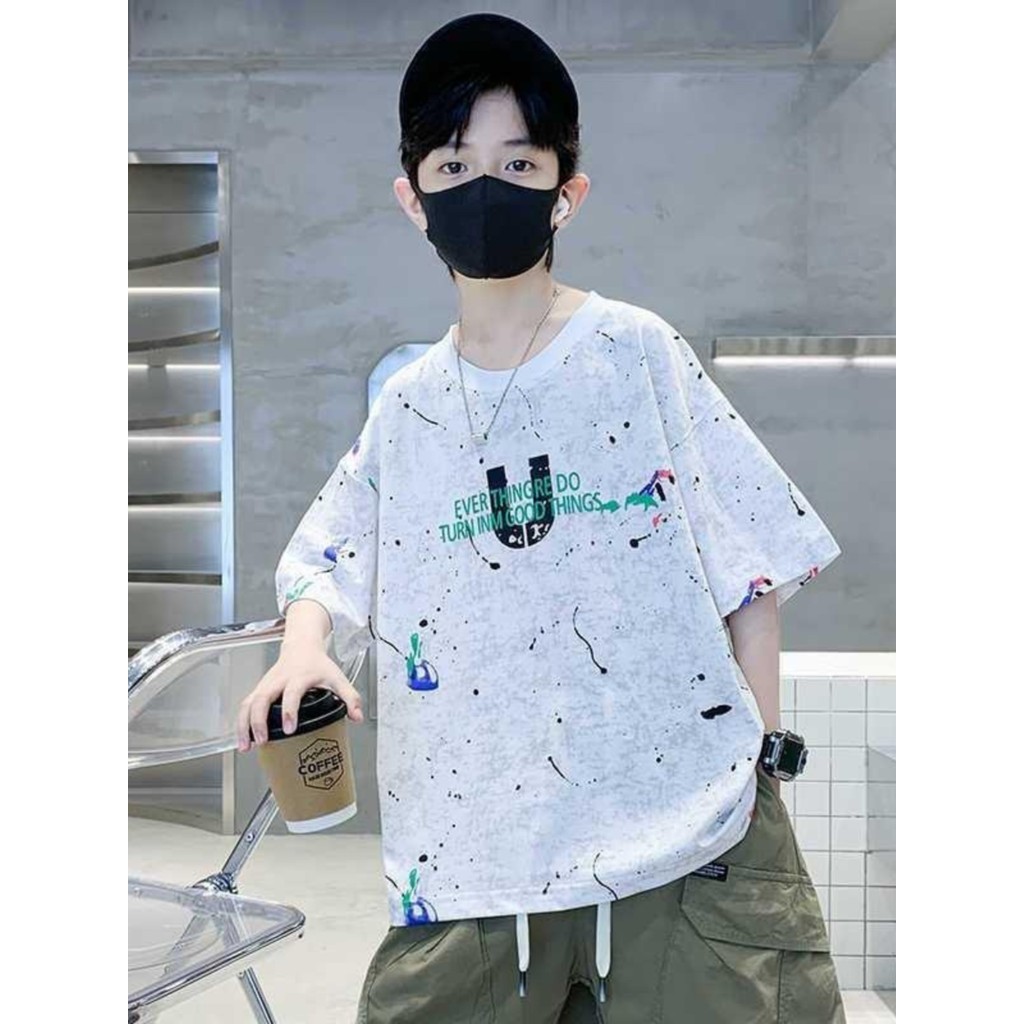 Crianças roupas infantis meninos Tie-Dye estilo ocidental puro algodão de manga curta camiseta 2026 novo estilo na moda 