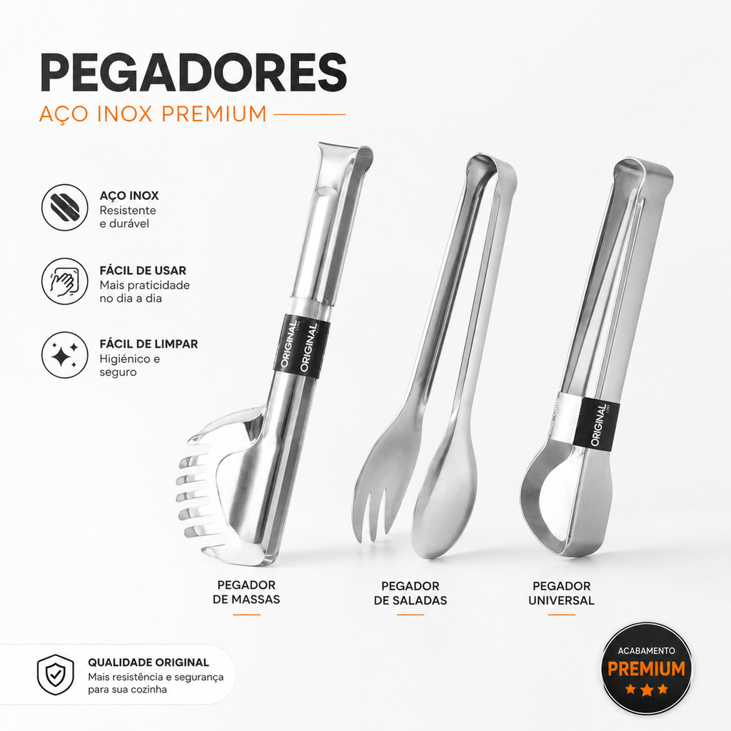 Pegador Salada Universal Massas Utilidades Domesticas Aço Inox