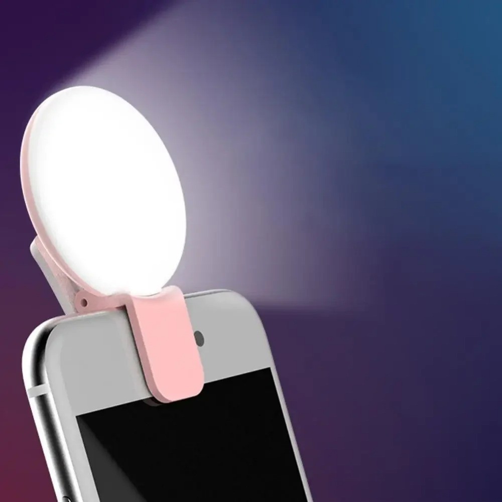 Telefone Móvel LED Selfie Ring Light Anel De Luz Portátil Mini Durável Prático Três Parar Escurecimento Círculo Fotograf