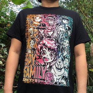 Camiseta Masculina Feminina Oversized Estampa Spy x Family Personagens Streetwear, Camiseta Preta Anime, Moda Otaku
