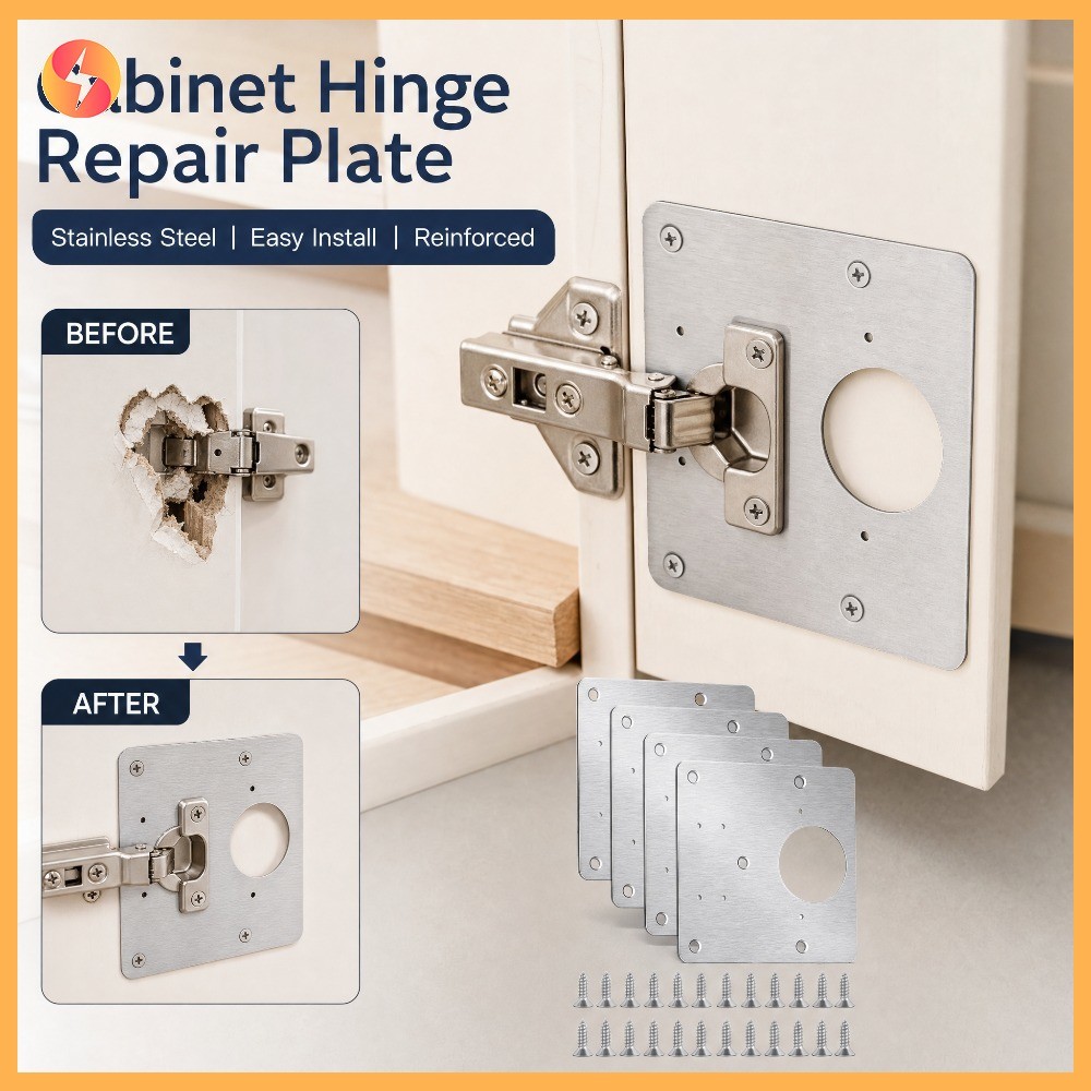 4 Pçs Placa De Reparo Da Dobradiça Do Armário Kit Suporte Porta Aço Inoxidável Com Parafusos Para Móveis Cozinha