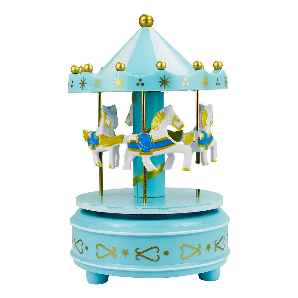 Mini Carrossel Azul Gira Música 17cm