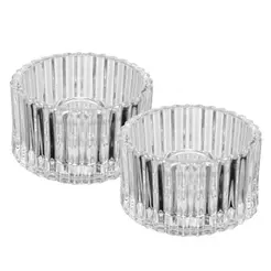 Kit 2 Porta Velas Lines 7cm Vidro Wolff para Decoração Mesa Jantar Sala Quarto Aparador Luz Aconchegante Elegante Casa