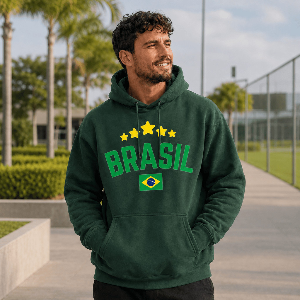 Moletom Brasil Canguru Copa do Mundo Seleção Brasileira Masculino Feminino Premium