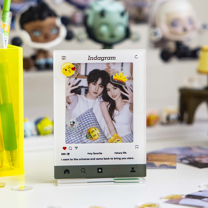 [Estoque pronto] INS Criativo Acrílico 10cm Suporte Polaroid Photo Frame diy Álbum Photo Card Display Stand Foto Shaking