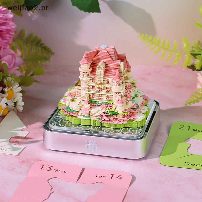 weijiao2 . BR Calendário De Peça De Tempo 2026 Mesa Com Luz LED Destacável 3D Escultura Em Papel Arte Bloco De Notas Pre