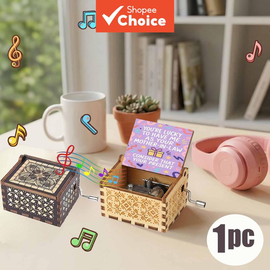Caixa de música de madeira vintage com decoração festiva, caixa de presente colorida quente, 1 peça, caixas musicais e