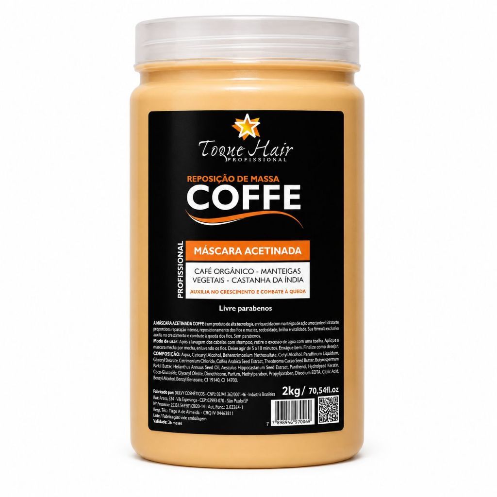Máscara antiqueda Profissional 2Kg Coffee Reposição de Massa Tratamento Capilar