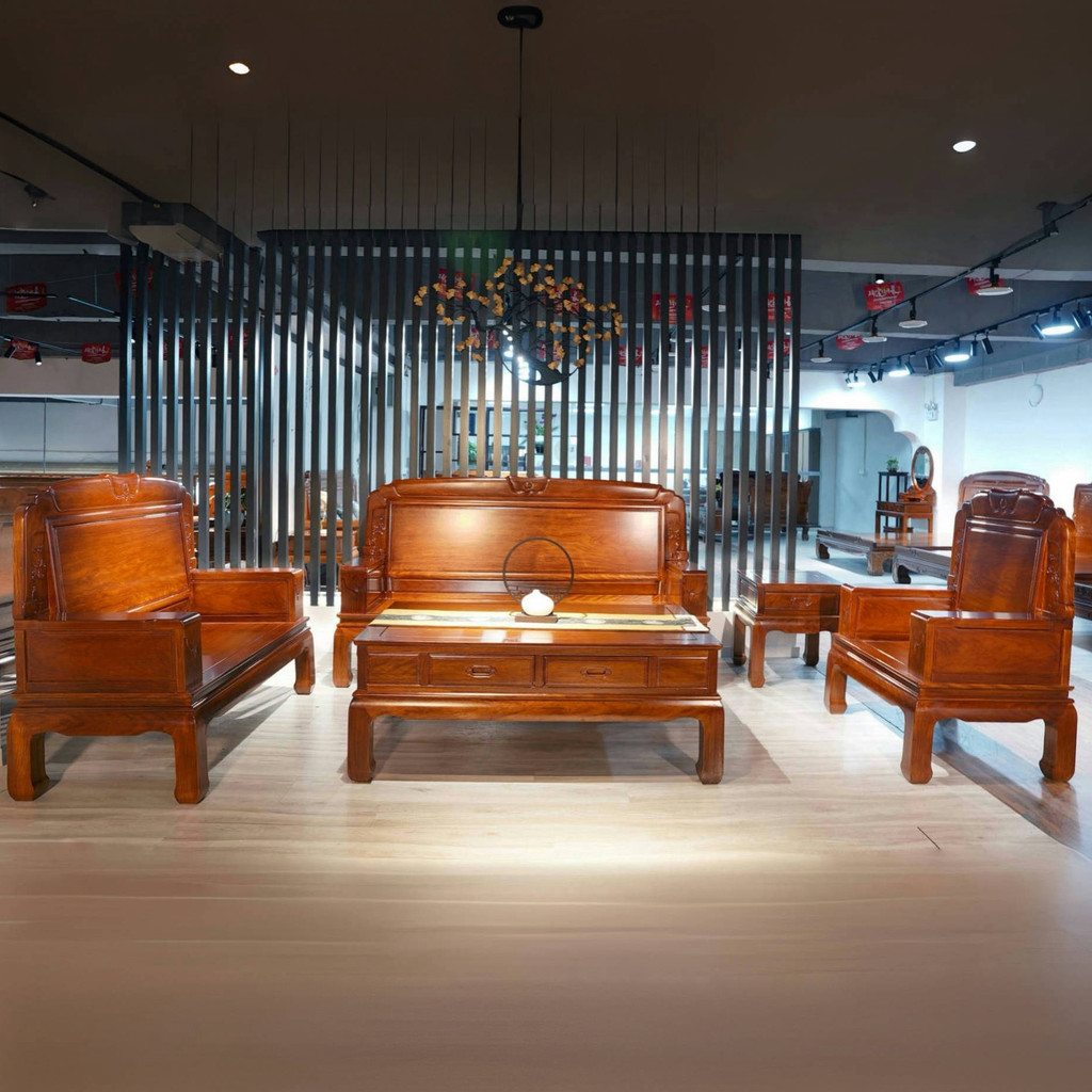 Móveis de mogno sofá jacarandá dourado estilo chinês sala de estar conjunto completo clássico espinafre madeira maciça s