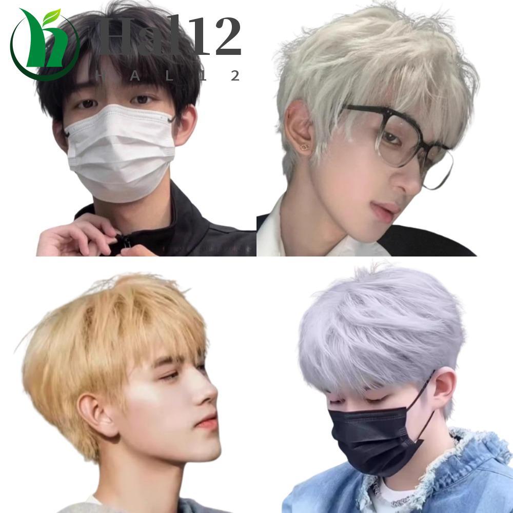 HALB Peruca Curta E Reta , Perucas Masculinas De Anime De Cabelo Sintético Resistente Ao Calor , Cosplay Masculina Doura