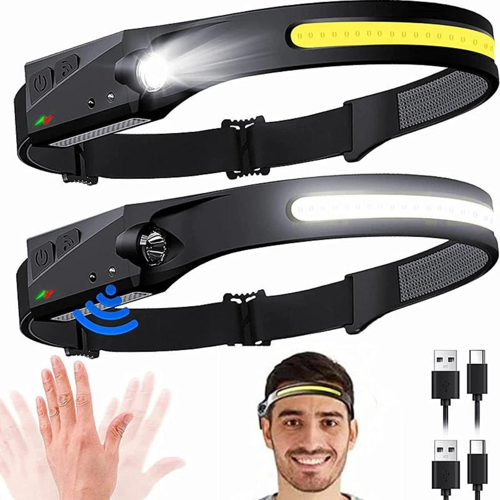 Lanterna Cabeça LED USB Recarregável Potente Trilha Camping Pesca Aventura Original