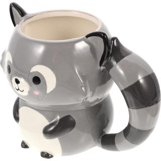 Caneca de Cerâmica de Guaxinim Fofa para Café, Chá, Leite, Cerveja, Caneca Tiki, Caneca Artesanal de Desenho Animado par