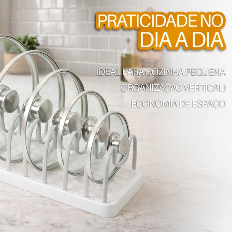 Organizador Vertical de Porta Tampas para Panela em Bancada e Armário — foto 4