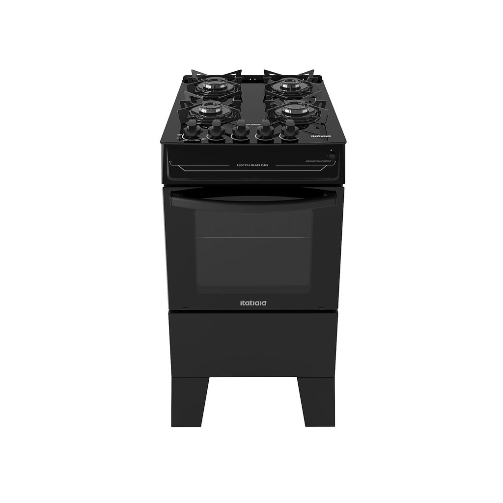 Fogão de Piso Itatiaia 4 Bocas Electra Glass Plus Preto - Bivolt