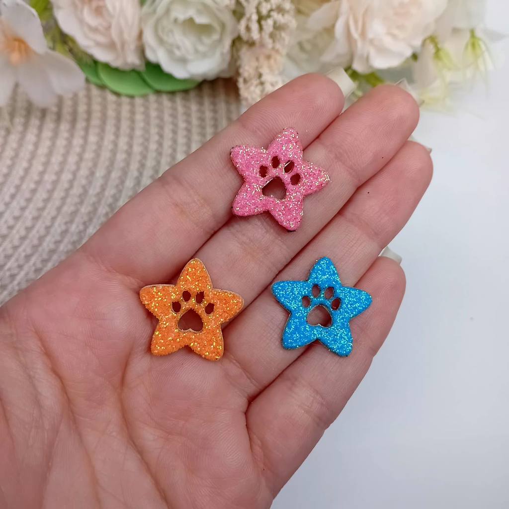 Adesivos pet estrela pata patinha - 10 unidades cães e gatos banho e tosa