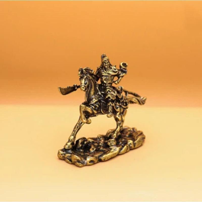 Estilo Chinês Deus Marcial Da Riqueza Equitação Cavalo Estátua Sorte Fortuna Estatueta De Bronze Ornamento Casa Decoraçã