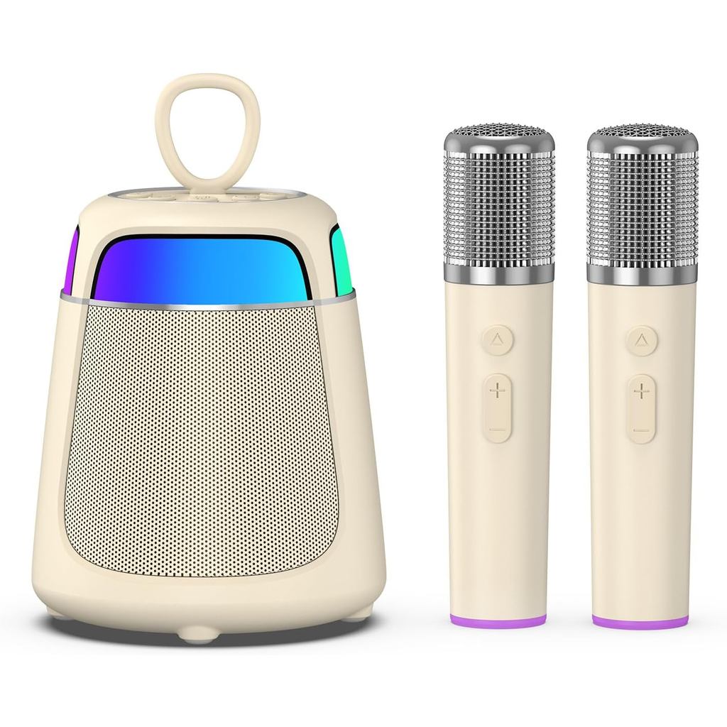 Gadget Doméstico JAMELO Máquina de Karaokê para Crianças e Adultos, Caixa de Som Bluetooth Portátil com 2 Microfones Sem