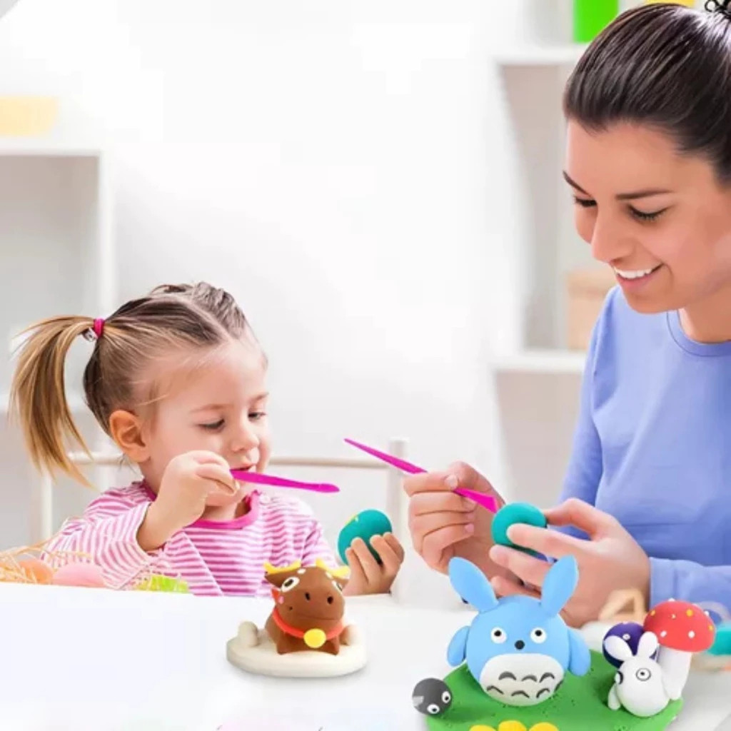 Detalhes do Massinha de Modelar EVA Kit 10 Cores Atóxica Infantil Escolar Artesanato Sem Manchar