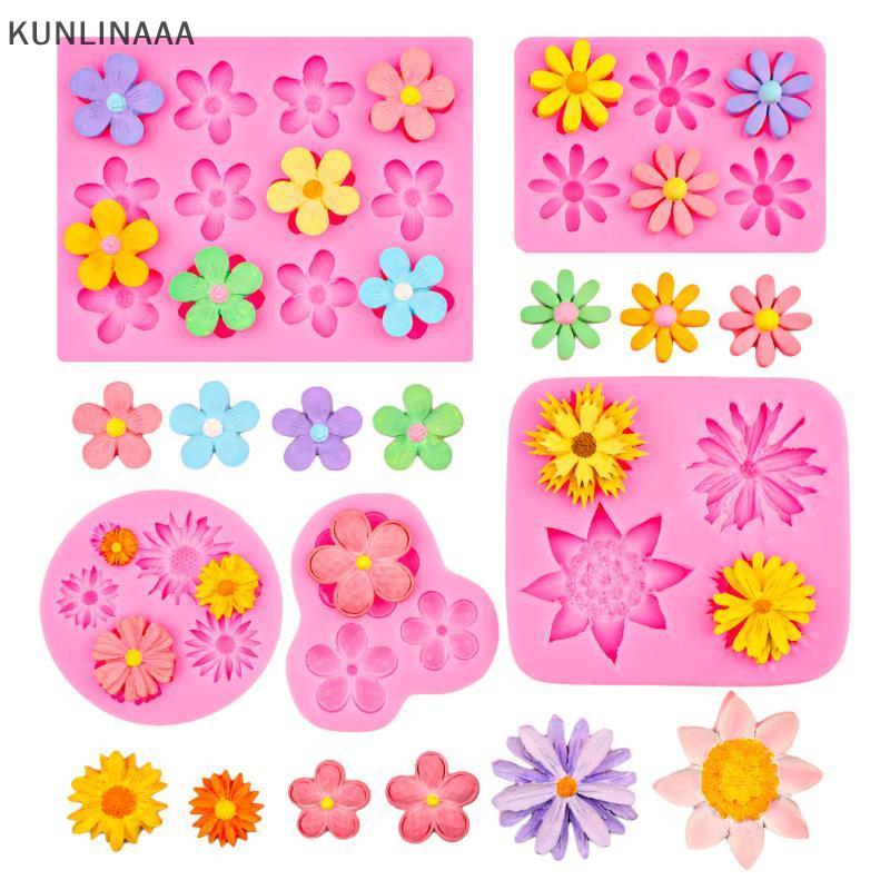 KUNLINAAA Mini Rosa Camélia Margarida Flor Silicone Sugarcraft Molde Biscoito Cupcake Chocolate Cozimento Fondant Ferram