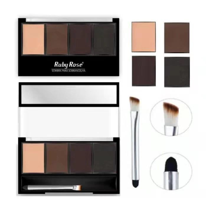 Paleta de Sombras Para Sobrancelhas Com Primer Ruby Rose Maquiagem Sobrancelha