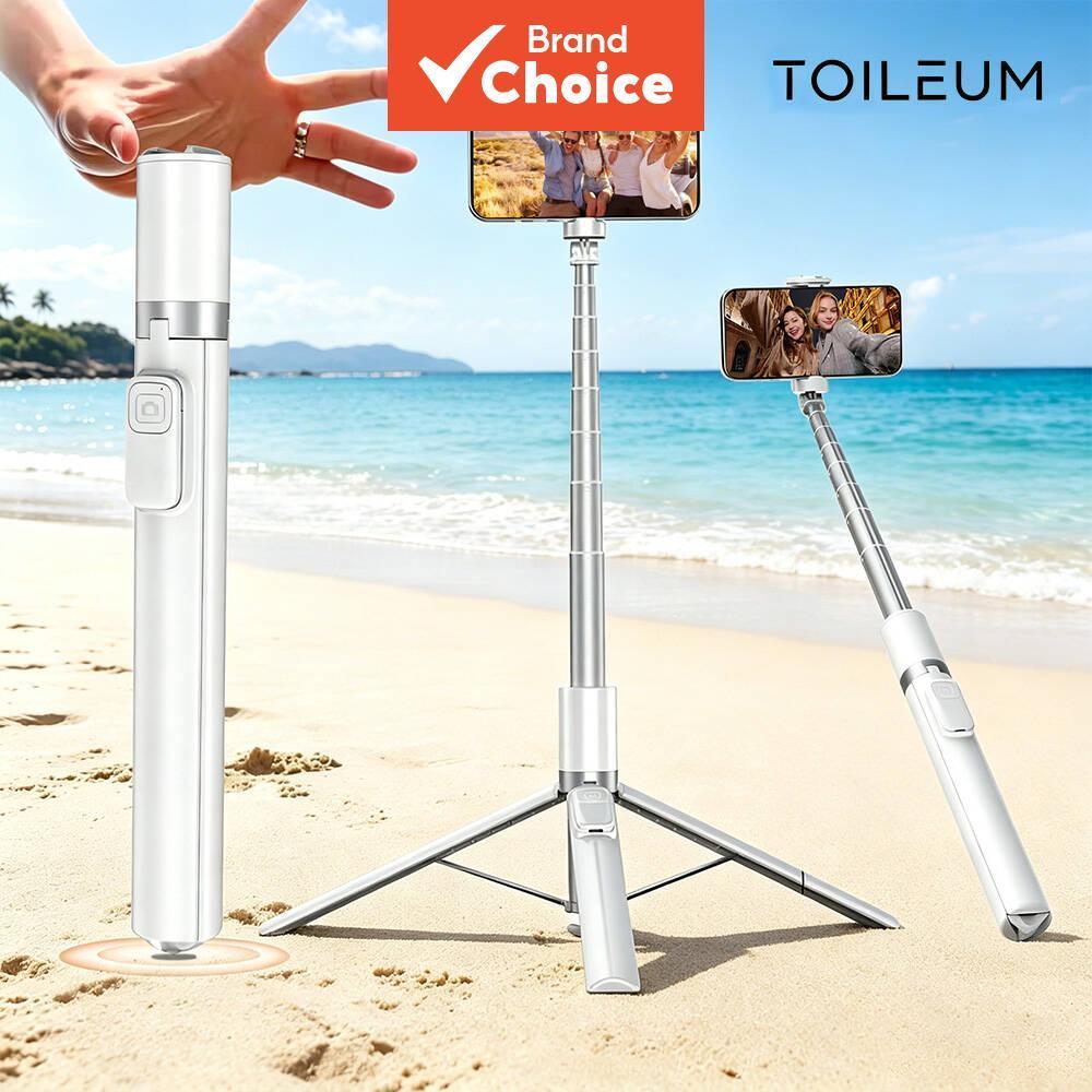 TOILEUM Bastão de Selfie Magnético Bluetooth 5.2 173cm com Controle Remoto, Desbloqueio Automático, Suporte de Celular