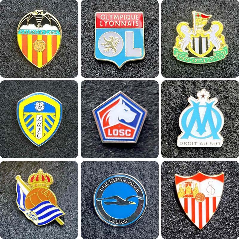 Valencia Broche de Metal Lyon com emblema de lembrança da equipe Newcastle United Emblema de futebol Leeds United