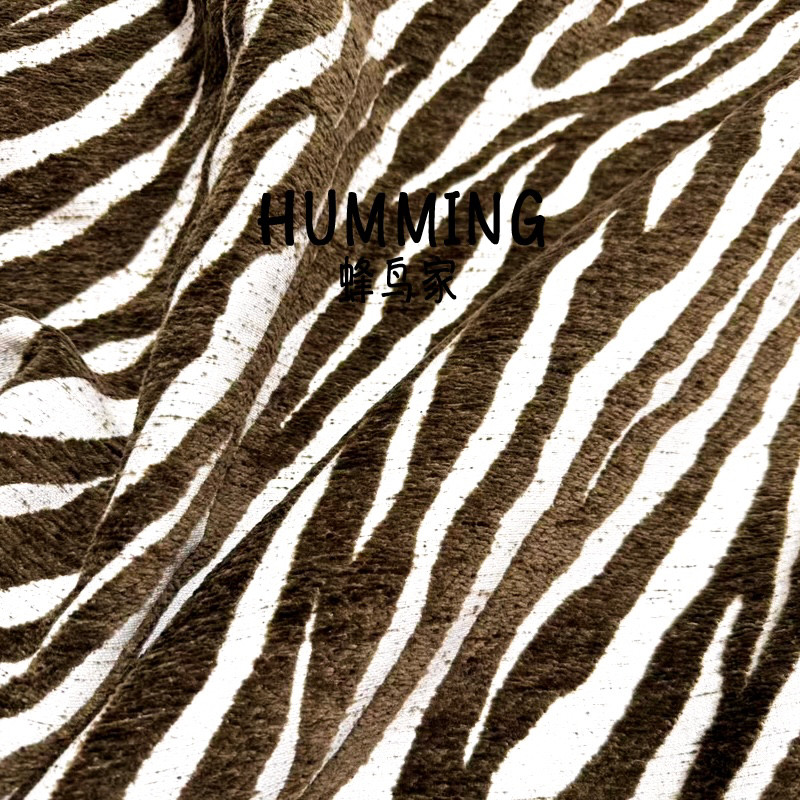 Beija-flor casa médio antigo Retro Zebra luxo Jacquard Chenille veludo listrado cor café sofá saco macio cadeira de jant