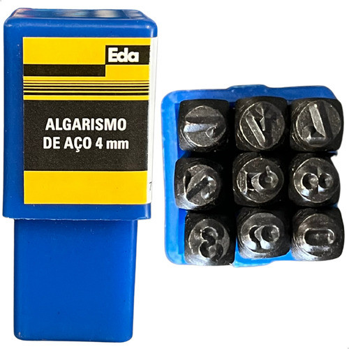 Jogo Marcador Punção Numérico 4mm 9 Peças EDA Gravação