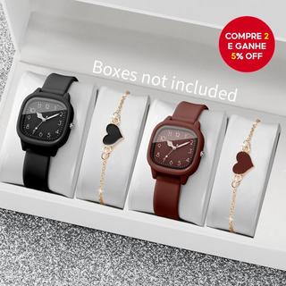 2/4 Pçs Moda Quadrada Relógios Femininos Casual Pulseira De Silicone Relógio De Pulso De …