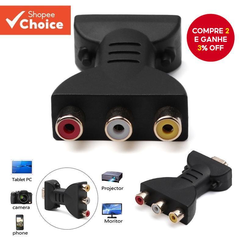 Adaptador HDMI Para 3RCA AV DVD E Projetor Com Conversor De Componentes De Áudio Vídeo