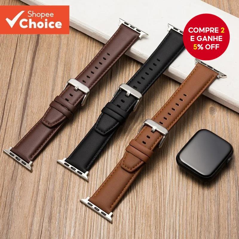 Pulseira De Couro Para Apple Watch Se Encaixa Em 49 Mm 44 45 42 40 38 41 Unissex
