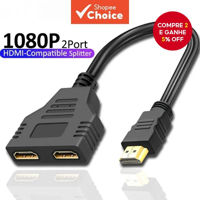 Divisor HDMI 1 Entrada 2 Saídas 1080P Adaptador Y De Porta Dupla Para TV Box PS4