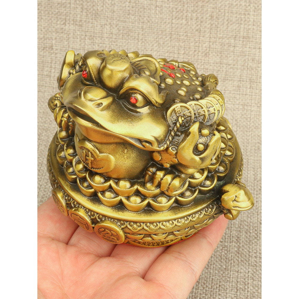 Ornamentos de sapo dourado de cobre puro, sapo de três pernas, combate japonês, dourado, cornucópia, tripé, cigarra dour