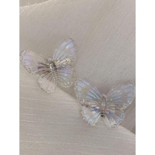 Super fada princesa perolado tridimensional borboleta grampo de cabelo franja clipe menina gelo transparente rosa doce t