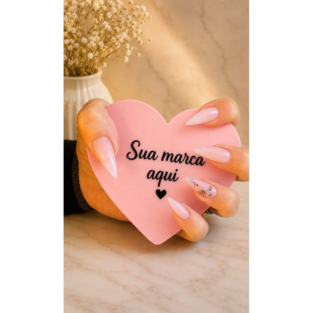 Placa Coração Personalizada com Sua Marca em 3D para Decoração de Salão e Esmalteria