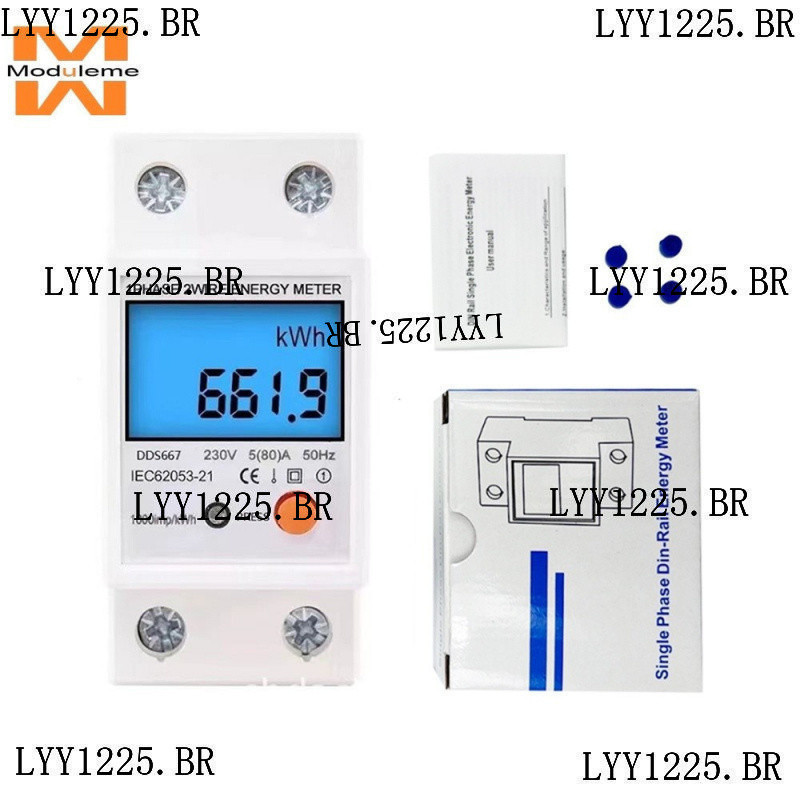 Medidor De Energia Monofásico Din Rail Monitor De Uso De Eletricidade AC110V/220V Voltímetro Amperímetro Watt Kwh De Fre
