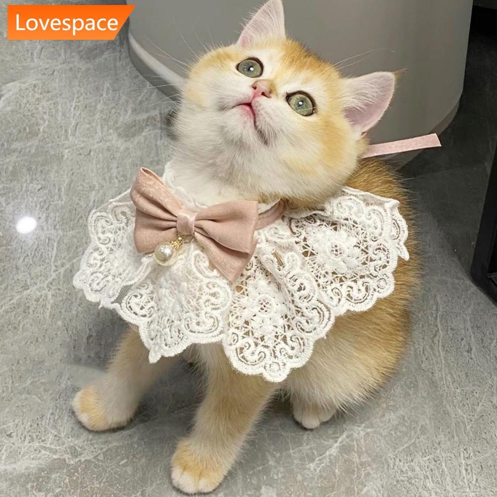 LS-STORE Laço Bowknot Pérola Colar Gato Cão Neckerchief Pet Gatinho Filhote De Cachorro Corda Babador Gravata Pescoço Ac