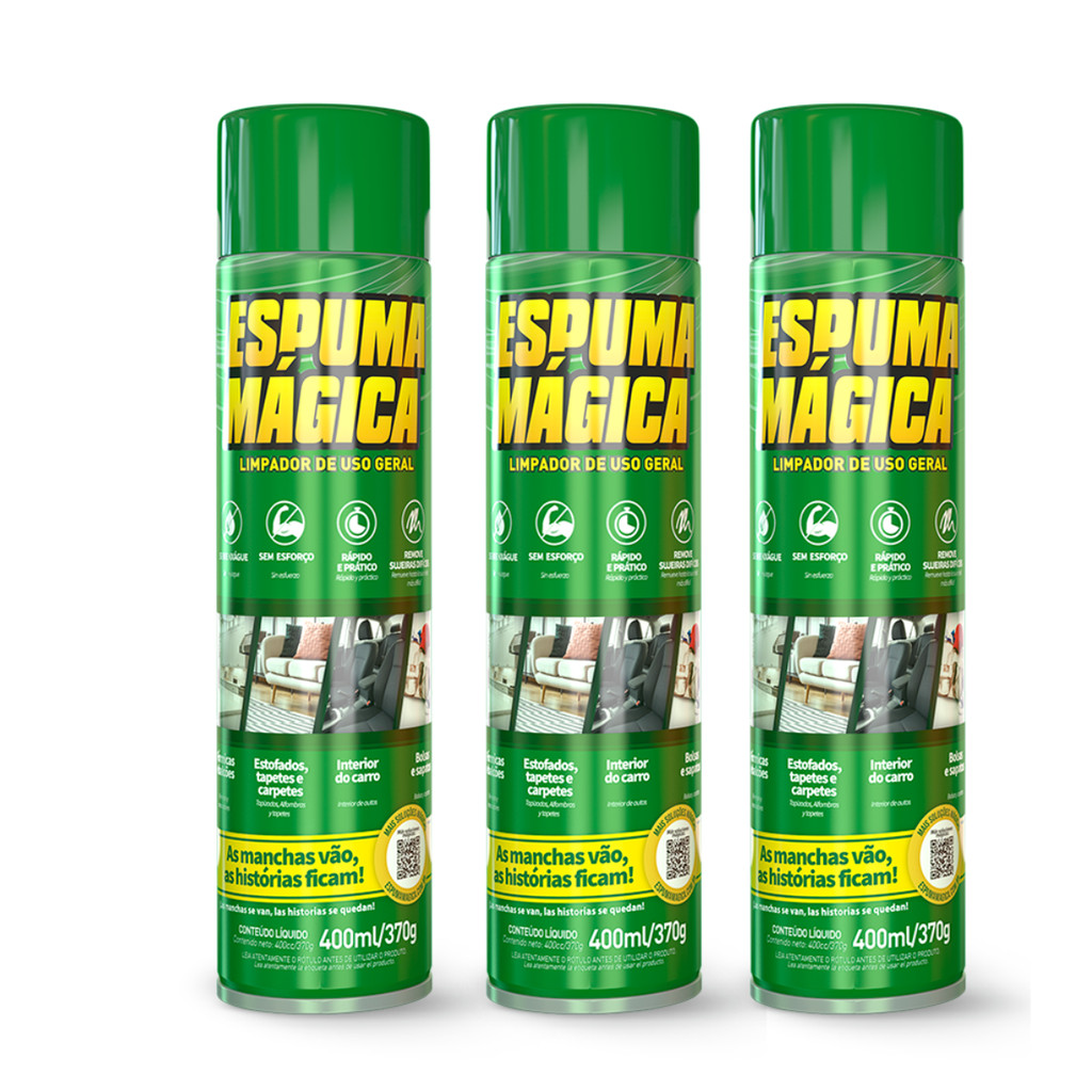 Kit 3 Espuma Mágica Limpador Geral Sofá Carro Proauto 400ml