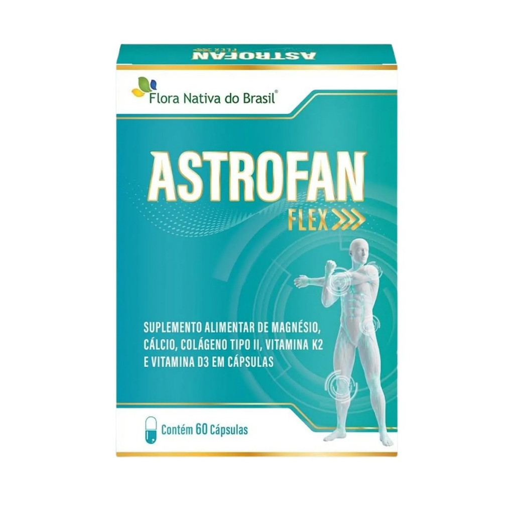 Astrofan Flex Com Magnésio Cálcio Colágeno Tipo 2 K2 D3 60 Caps