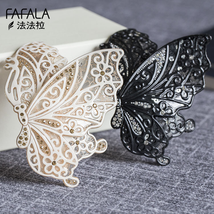 Contador Penny chaplet renda linha de ouro borboleta strass grampo de cabelo primavera clipe superior coreia clipe Horiz